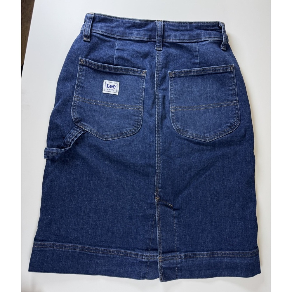 LEE Heritage Denim Jean Skirt‎ Womens Size 2M Blue Utility Carpenter Cargo